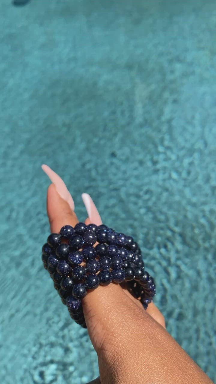Blue Sandstone (Blue Goldstone) Bracelet