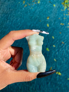 Caribbean Blue Calcite Goddess Body Carving