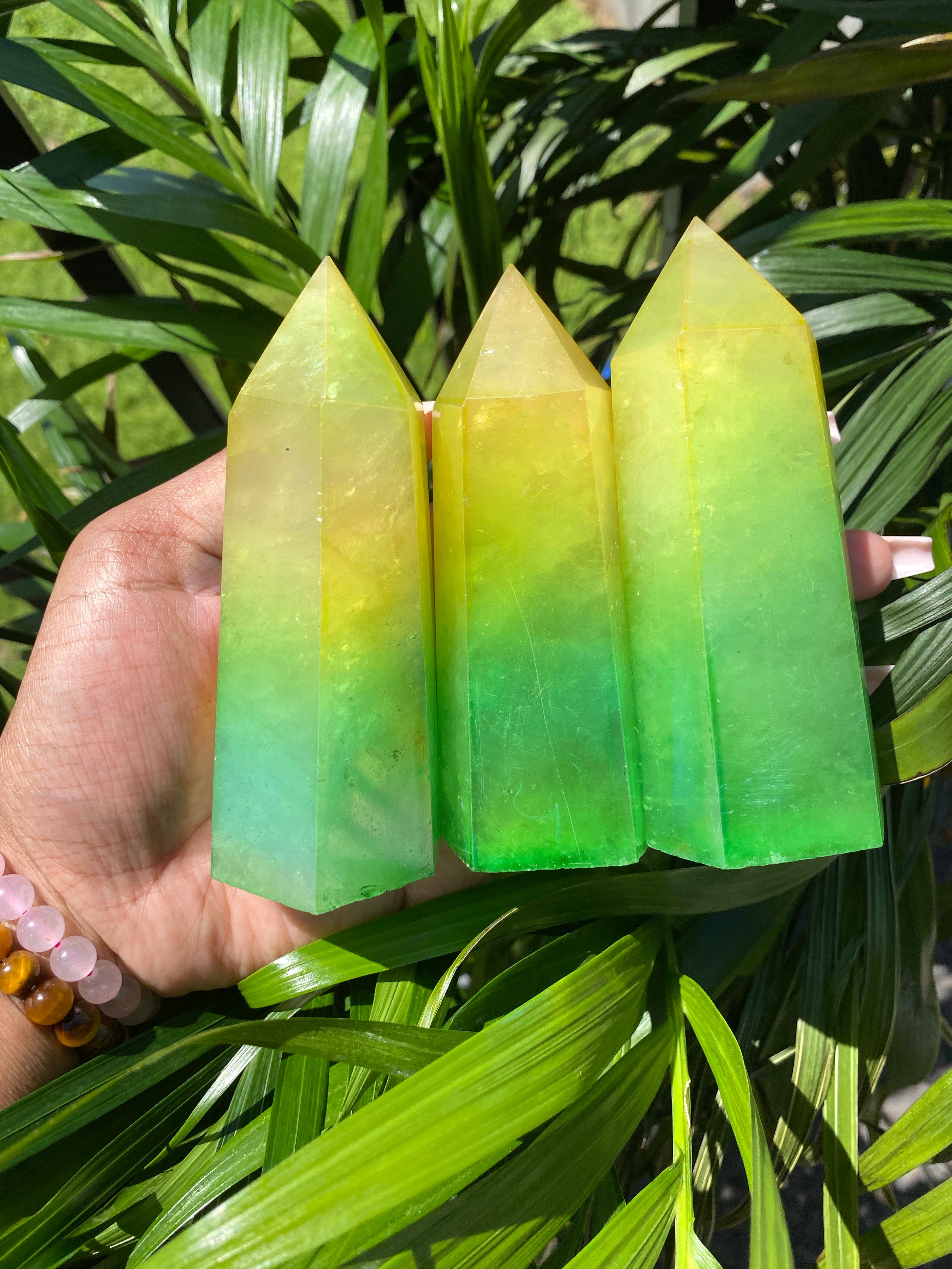 Angel Aura Quartz Tower (Green & Yellow)